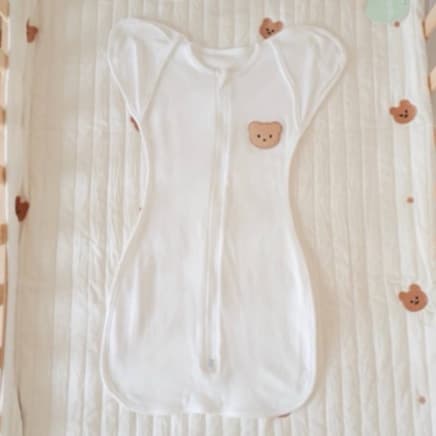 Cali-NEW​BORN​ SLEEPING​ BAG ถุงนอน ห่อตัวกันสะดุ้ง 0-3 เดือน ปักหมีผ้าCotton USA *ป้าย Cali Baby รูปที่ 2