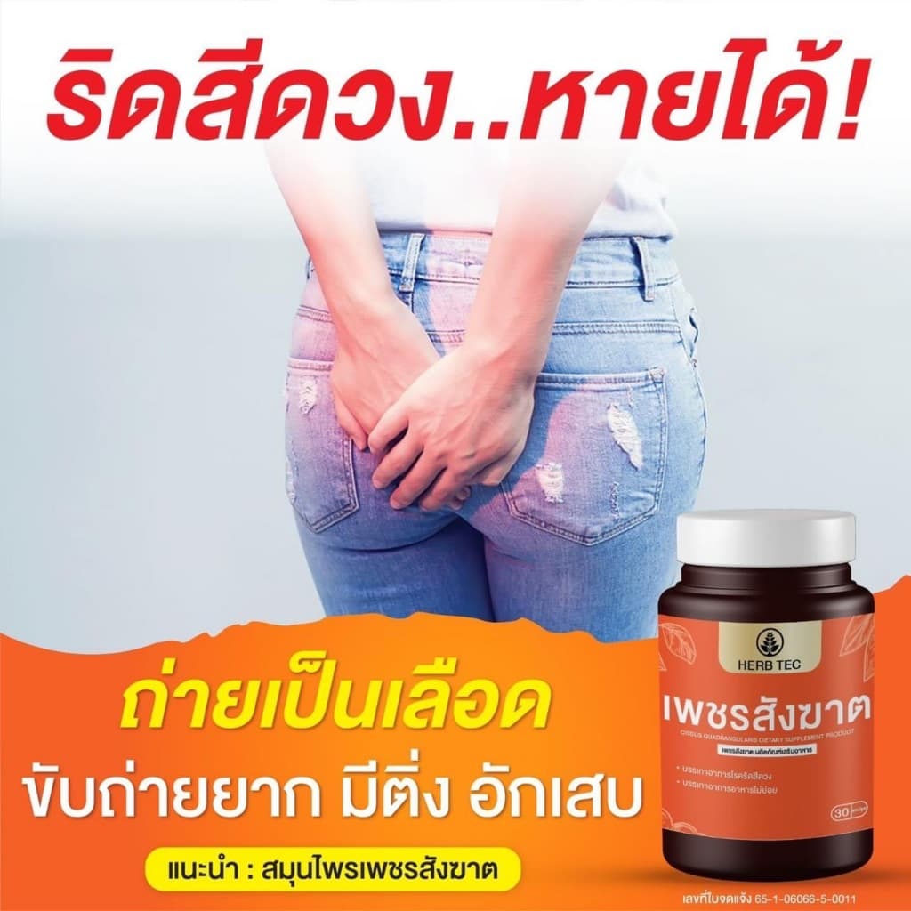 โปร 2 กระปุก เพชรสังฆาต สมุนไพรแท้ ริดสีดวงหาย ยุบ แห้ง ไม่ปวด 2กป=60 เม็ด รูปที่ 3