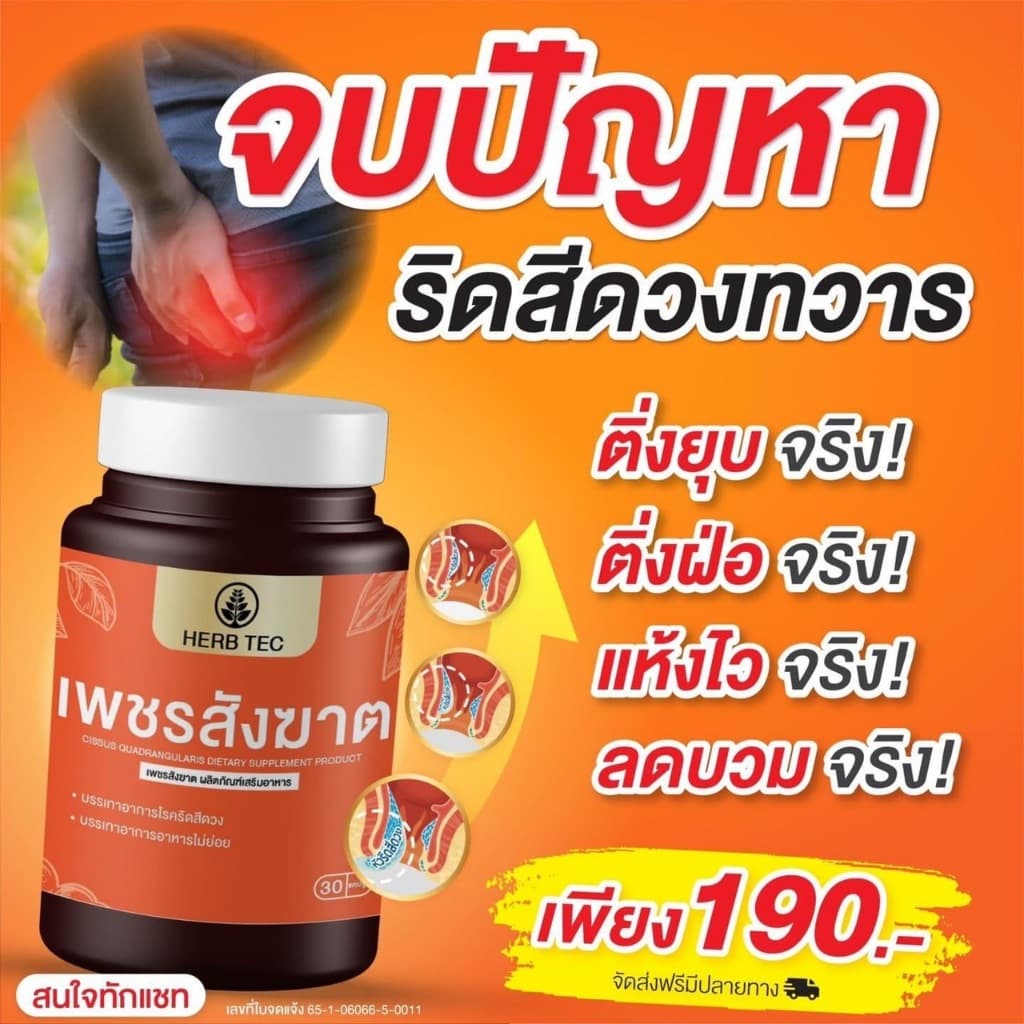 โปร 2 กระปุก เพชรสังฆาต สมุนไพรแท้ ริดสีดวงหาย ยุบ แห้ง ไม่ปวด 2กป=60 เม็ด รูปที่ 5