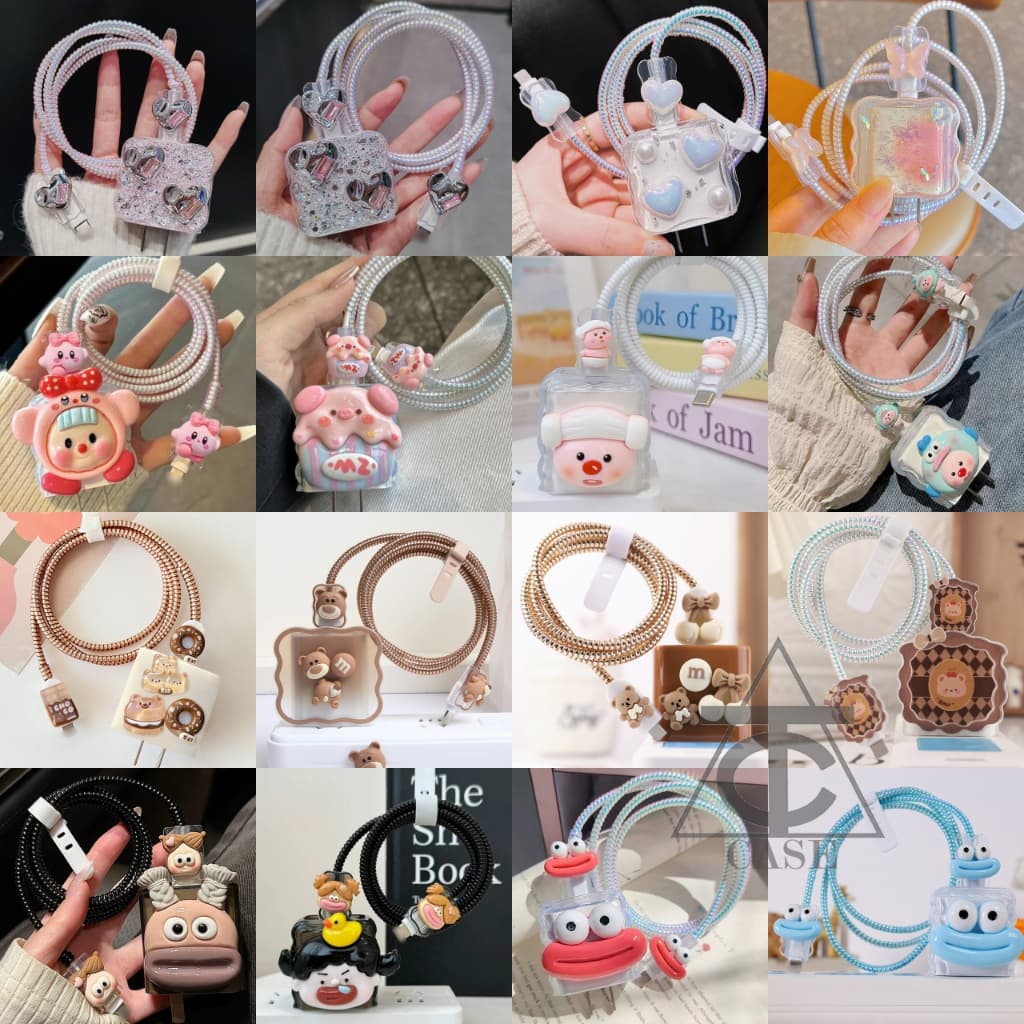100ลาย+ จากไทย ชุดถนอมสายชาร์จ ชุดเเต่งสาย สำหรับ หัวชาร์จ 18วัต 20วัต เคสอะเเดปเตอร์ Adapter 20w 18w รูปที่ 9