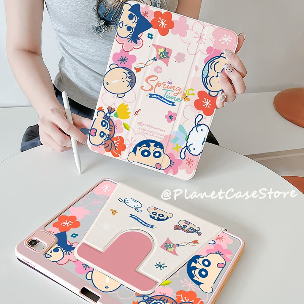 เคสไอแพด Air8 Gen12 Gen11 ที่ใส่ปากกา เครยอนชินจัง เคสiPadหมุน 360°Air6 11/13 Gen10 Gen9 รูปที่ 1