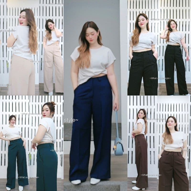 LUCY Pants⭐ เอว24"-44" กางเกงขายาวเอวสูง ตะขอหน้าซิปหน้า พรางหุ่น พรางพุง กางเกงทำงาน ใส่เที่ยวได้ สาวอวบ รูปที่ 1