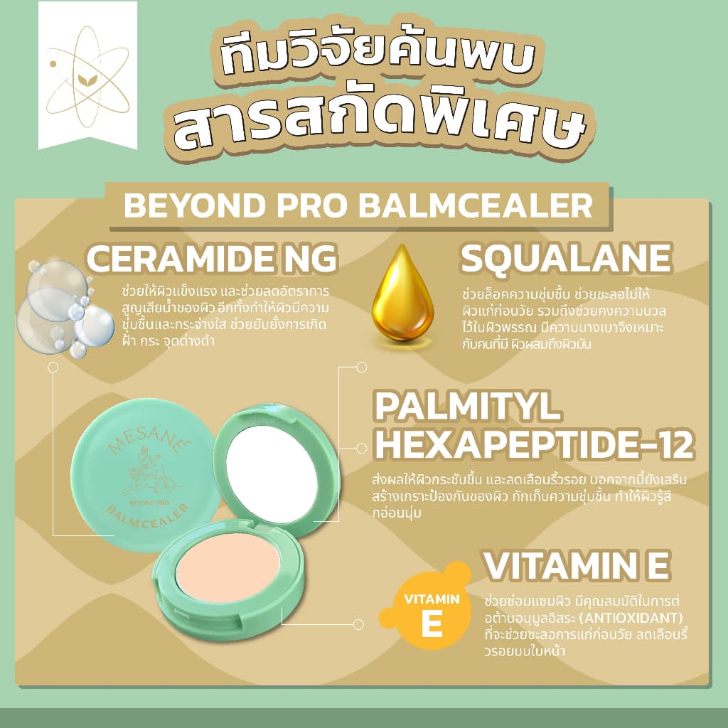 Mesane Balmcealer No.02 ผ่องใส ผิวขาวเหลือง บาล์มซีลเลอร์ ปกปิดดี เนื้อบางเบา มีกันแดด บำรุง คุมมัน รูปที่ 6