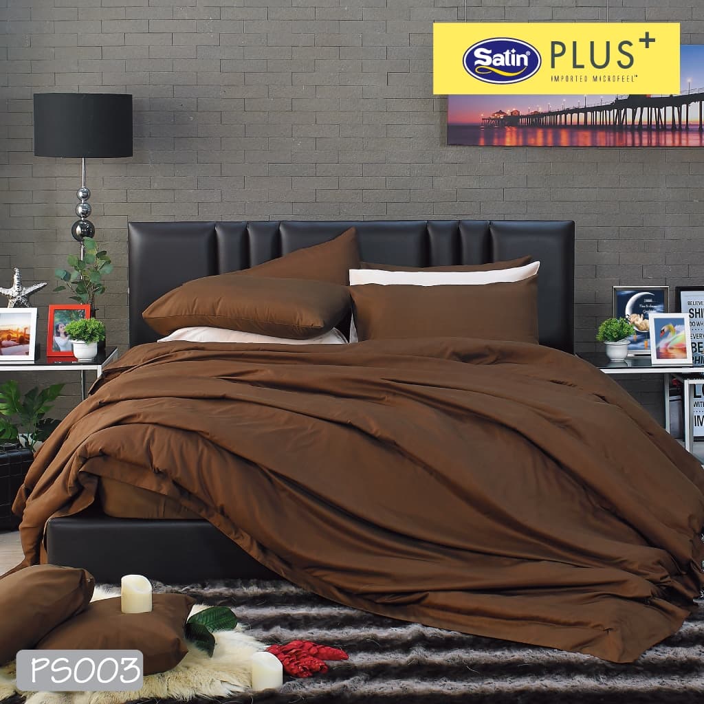 Satin Plus ใหม่นุ่มมาก ชุดผ้าปู 3.5 ฟุต3ชิ้น+ผ้านวม60"x80" Solid PS รูปที่ 7