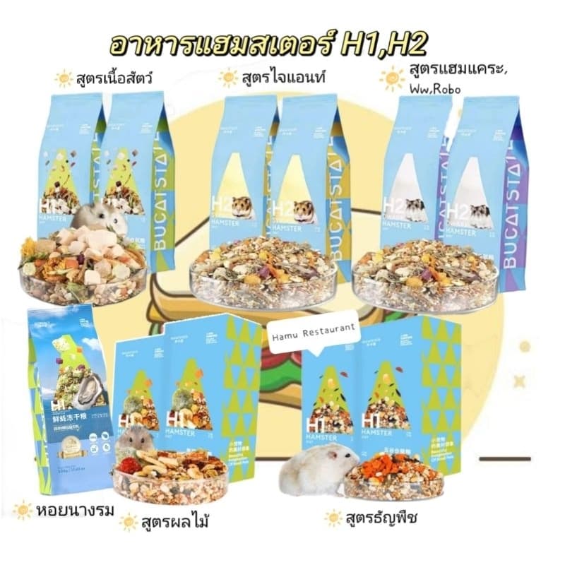 Hamu ​ Bucatstate H1,H2,Guaijuan,Dkjessi อาหารแฮมสเตอร์H1 ขนาด 500 กรัม ราคาพิเศษ รูปที่ 2