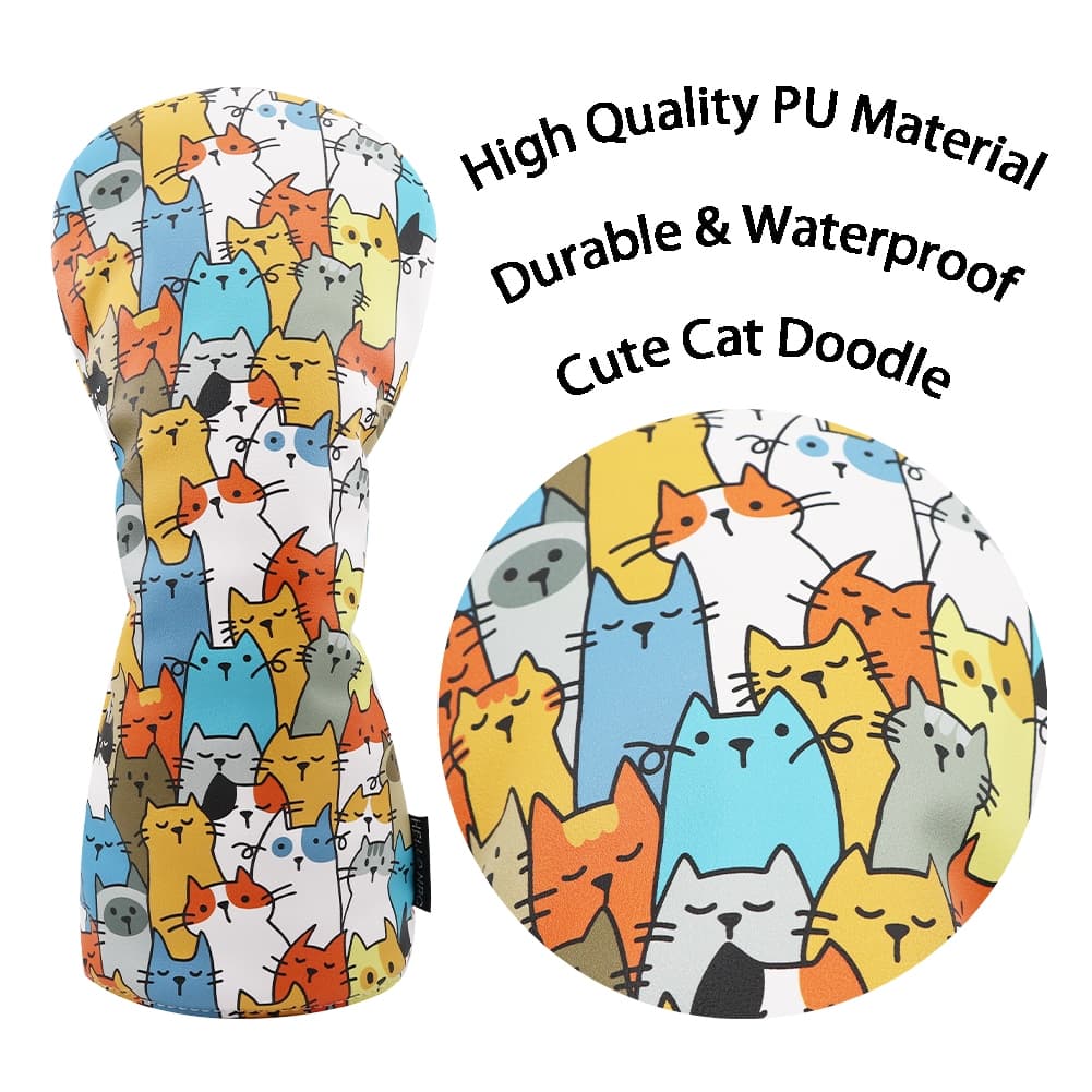 ปลอกหุ้มหัวไม้กอล์ฟ ลายแมวแฟนซี New Collection fancy cat cover วัสดุหนัง PU รูปที่ 5