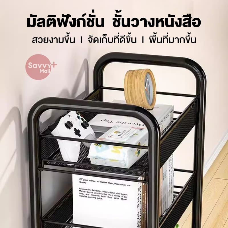 SV ชั้นวางของในครัว 3/4/5ชั้น ชั้นวางของ ชั้นวางของแบบโครงเหล็กมีล้อ วางแบบถอดได้ เคลื่อนย้ายสะดวก รูปที่ 5