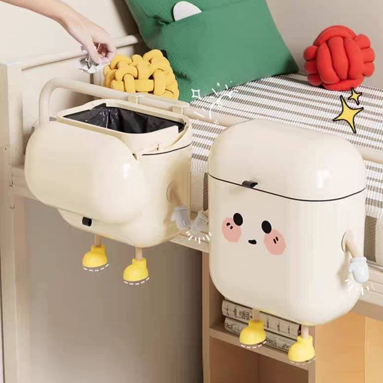 UFORU ถังขยะแขวน ถังขยะแบบติดผนัง กันน้ำมีฝาปิด พร้อมตกแต่งการ์ตูน DIY สไตล์มินิมอล น่ารักสุดๆ กล่องใส่ของอเนกประสงค์ รูปที่ 1
