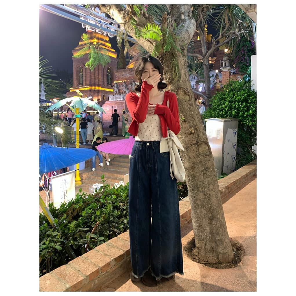 Cicishop Set 2 ชิ้น สายเดี่ยว+เสื้อคลุมลายน้องเชอร์รี่ สดใส ซุกซน ขี้เล่น สไตล์เกาหลี รูปที่ 8