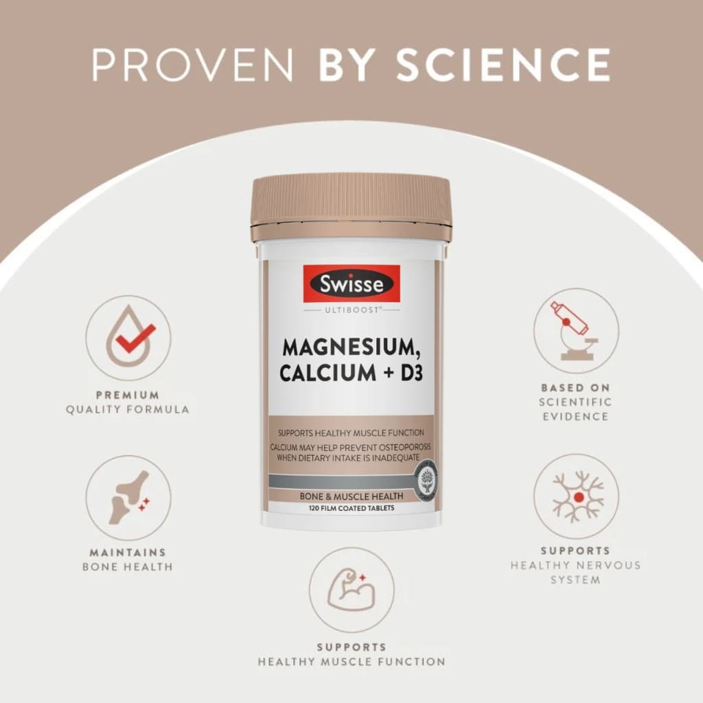 Swisse Magnesium, Calcium+ D3 แมกนีเซียม, แคลเซียม+วิตามิน ดี 120เม็ด EXP09/2027 รูปที่ 9
