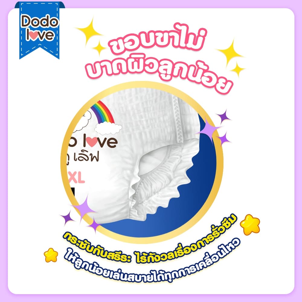 แพ็คเดี่ยว DODOLOVE Standard Soft กางเกงผ้าอ้อม Size NB-4XL นุ่ม บางเบา ใส่สบาย ผ้าอ้อม มีโลเทปม้วนทิ้ง รูปที่ 5
