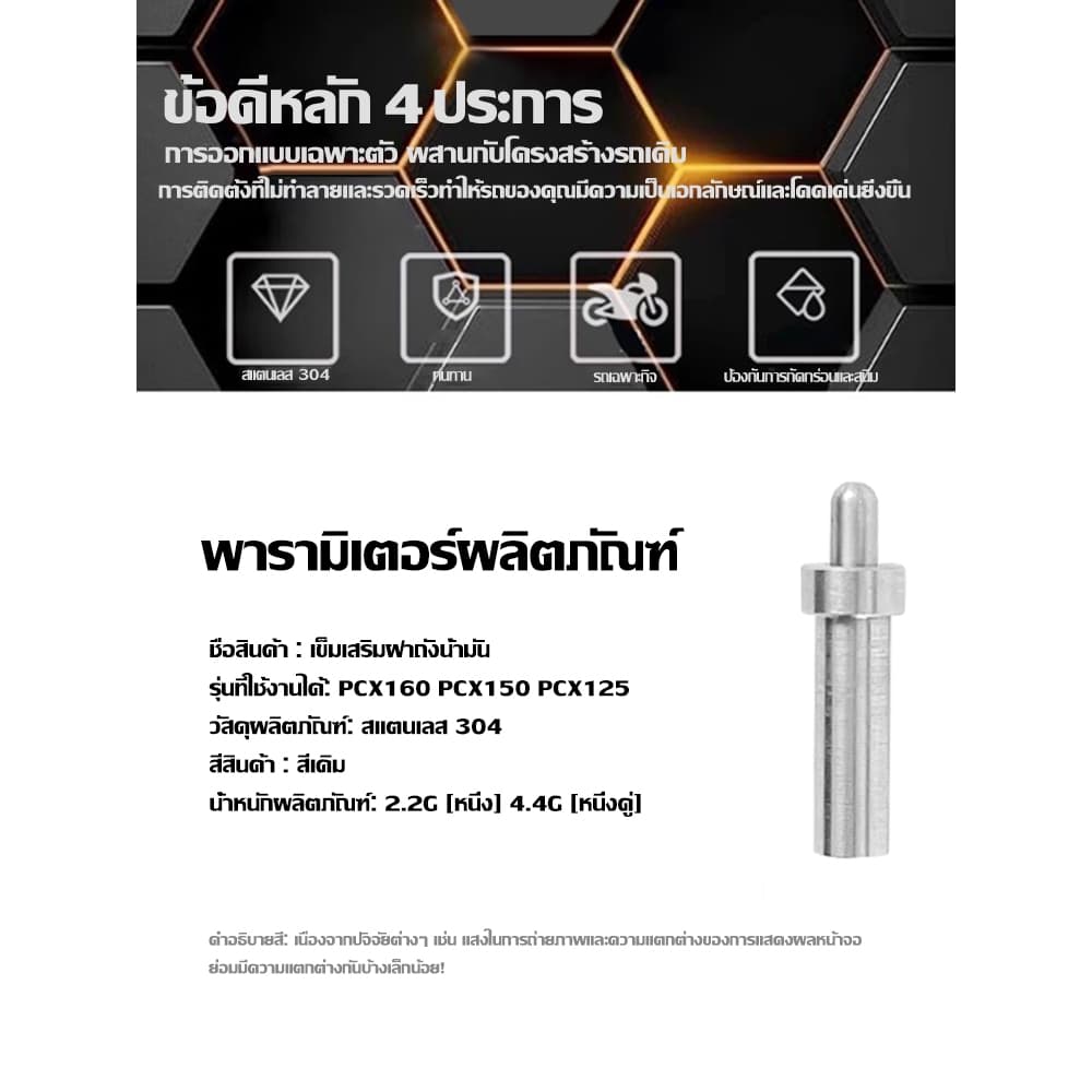 ส่งตรงจากกรุงเทพฯ Hardware Tools MALL ZLWR หมุดดีดฝาถังน้ำมัน PCX160 PCX150 ADV160 สแตนเลส304 เปิดง่าย ติดตั้งไม่ดัดแปลง รูปที่ 2