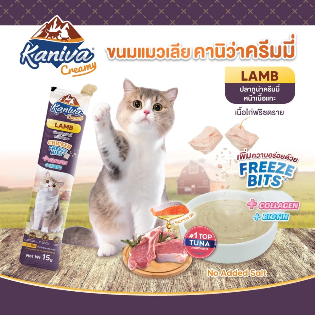 Kaniva ขนมแมวเลีย Creamy Treat คานิว่า ครีมมี่ทรีต เพิ่มความอร่อยด้วยฟรีซดราย ขนาด 15 กรัม รูปที่ 4