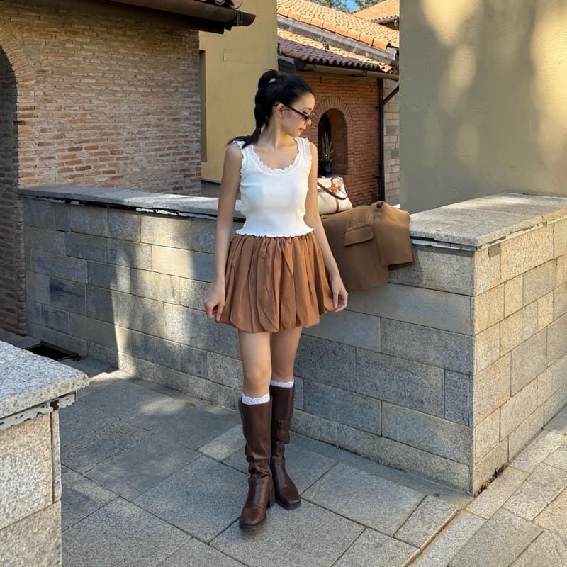 𝐁𝐀𝐋𝐋𝐎𝐎𝐍 𝐒𝐊𝐈𝐑𝐓 กระโปรงบอลลูน กระโปรงมินิมอล มีซับในกางเกง รูปที่ 7