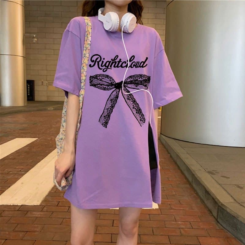 เสื้อยืดสวยๆผู้หญิงแฟชั่นฤดูร้อน oversize เสื้อผ้าสาวอวบไซส์ใหญ่ แขนสั้นทรงหลวม เสื้อโอเวอร์ไซส์สไตล์เกาหลี น่ารักๆ รูปที่ 5
