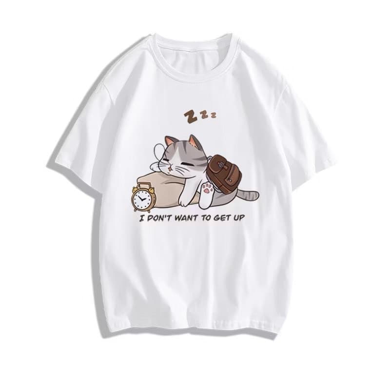 NEW CAT เสื้อยืดคอกลมแขนสั้น ลายแมวหลับ ผ้านิ่มใส่สบาย ES404 รูปที่ 8