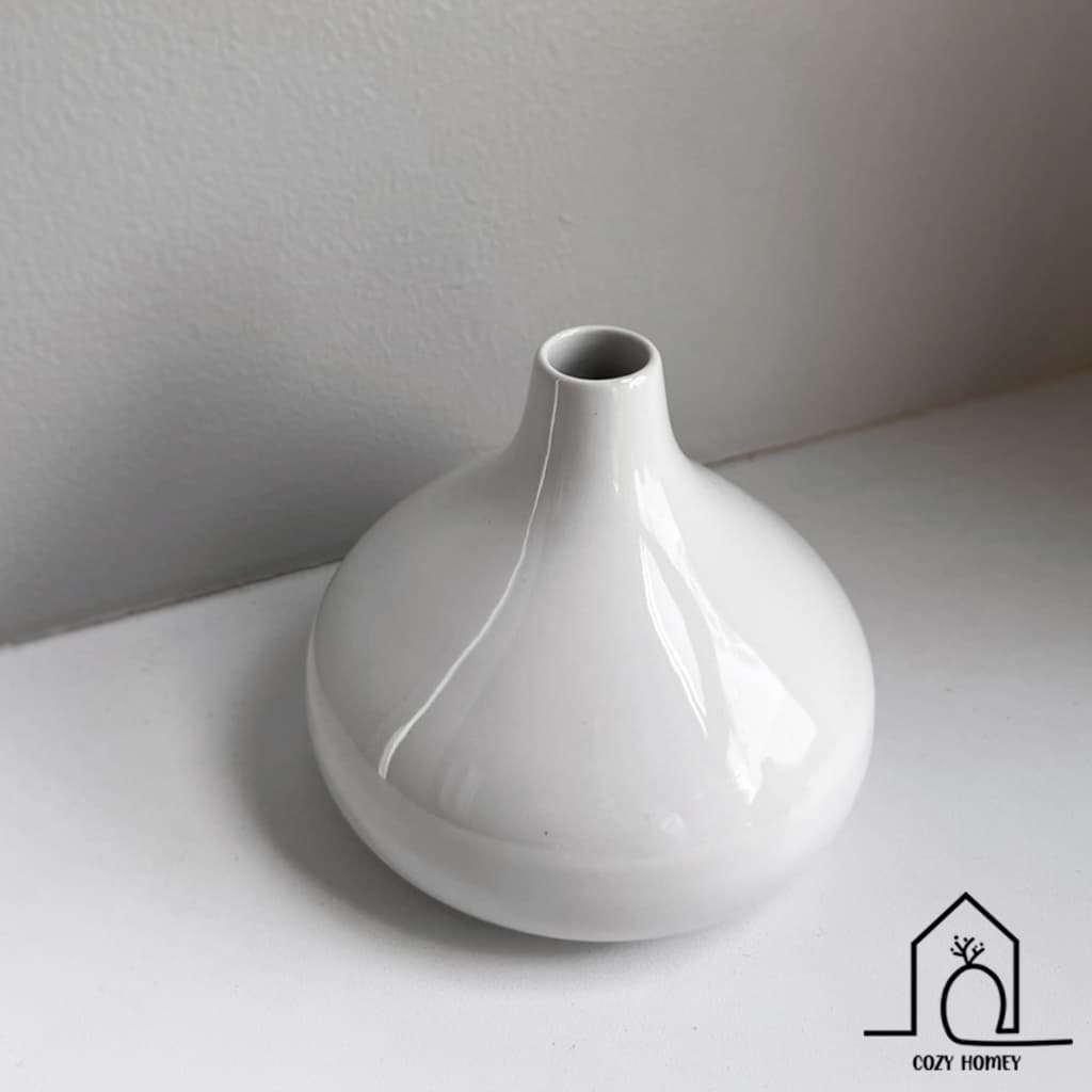 แจกันเซรามิก ทรงกลม ของแต่งบ้านมินิมอล | Ceramic Vase - Cozy Homey รูปที่ 3