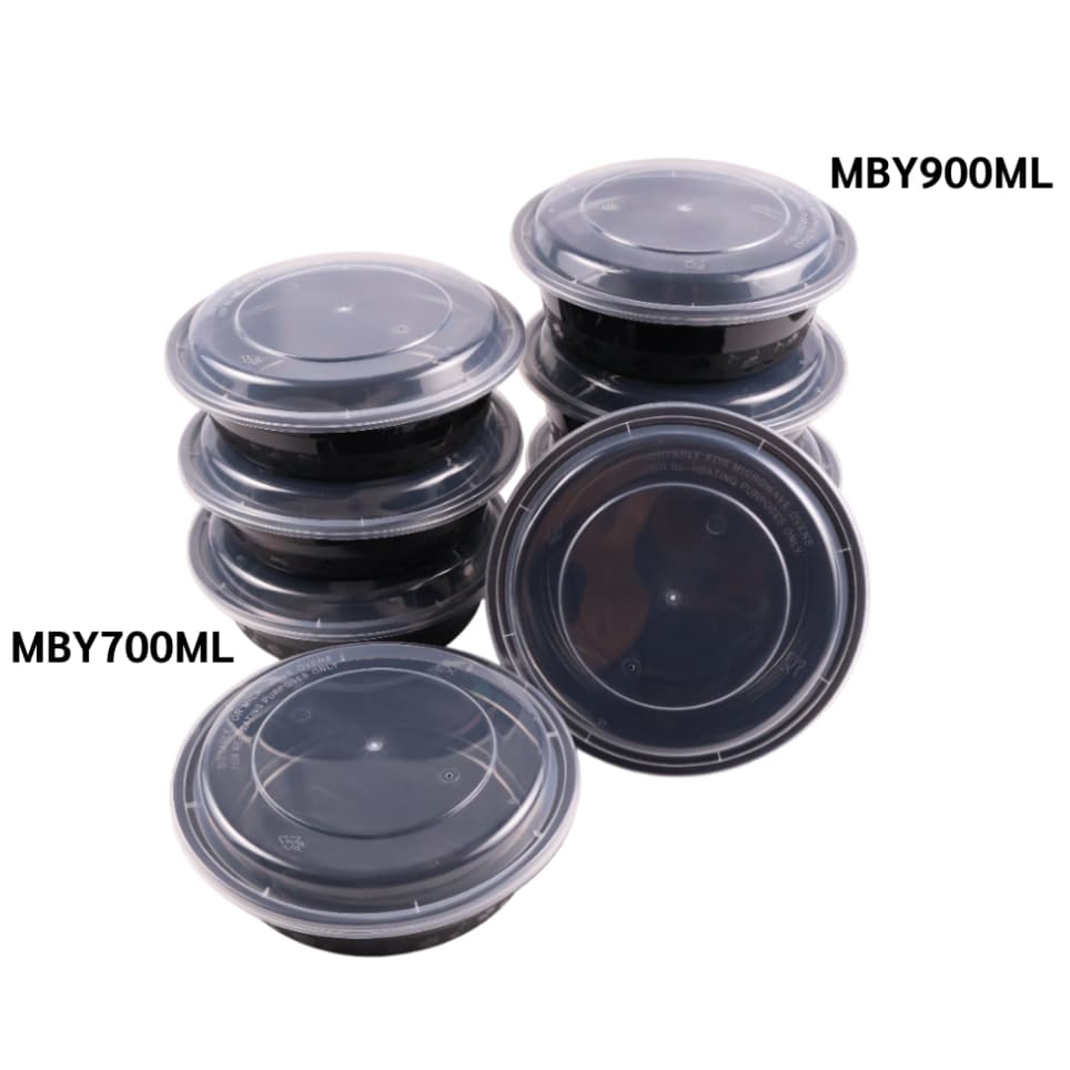 !! 900ML ถ้วยพลาสติก สกรีนลายดอกไม้ เข้าไมโครเวฟได้ กล่องใส่อาหาร สีดำ รุ่น MBY900M-150P รูปที่ 5
