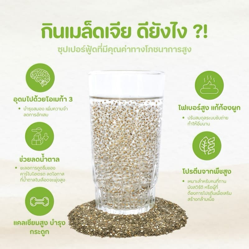 เมล็ดเจีย ออร์แกนิคแท้ 100% ไฟเบอร์สูง อิ่มนาน สุขภาพดี รูปที่ 3