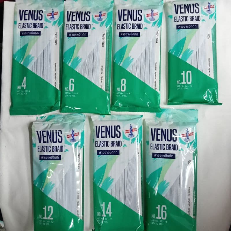 ยางยืดวีนัสของแท้แบบแผง สีขาว สีดำ แพคละ12 หลา=10เมตรเปลี่ยนยางกางเกงรัดที่นอนอเนกประสงค์ รูปที่ 1