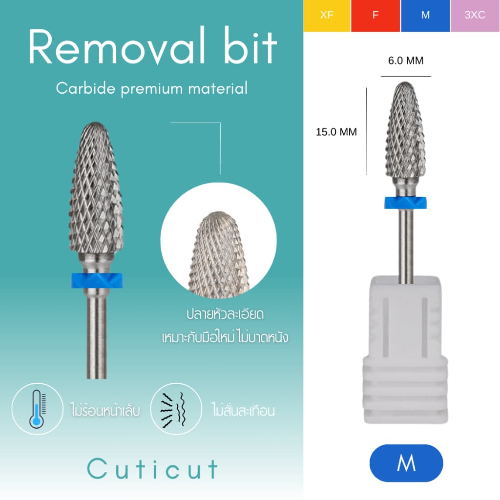Cuticut Carbide Removal bit 5.6*14.0 หัวเจียรคาร์ไบท์ สำหรับเจียรล้างเล็บ รูปที่ 4