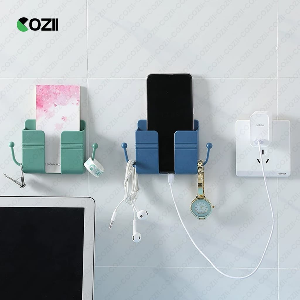 COZII ที่เก็บสายชาร์จ ที่แขวนมือถือติดผนัง ที่วางรีโมตคอนโทรล ประหยัดพื้นที่ ไม่ต้องเจาะรู ที่วางมือถือ 5สี กล่องเก็บรีโ รูปที่ 3