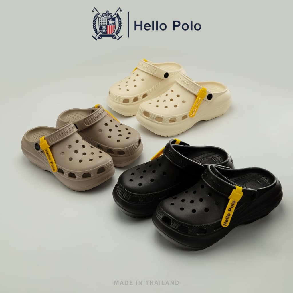 Hello Polo รองเท้าหัวโตมินิมอล รองเท้าแตะแบบสวม แฟชั่นผู้หญิง ยาง EVA กันลื่น มีสายรัดข้อ ติดตัวการ์ตูนได้ รุ่น HP8052 รูปที่ 1