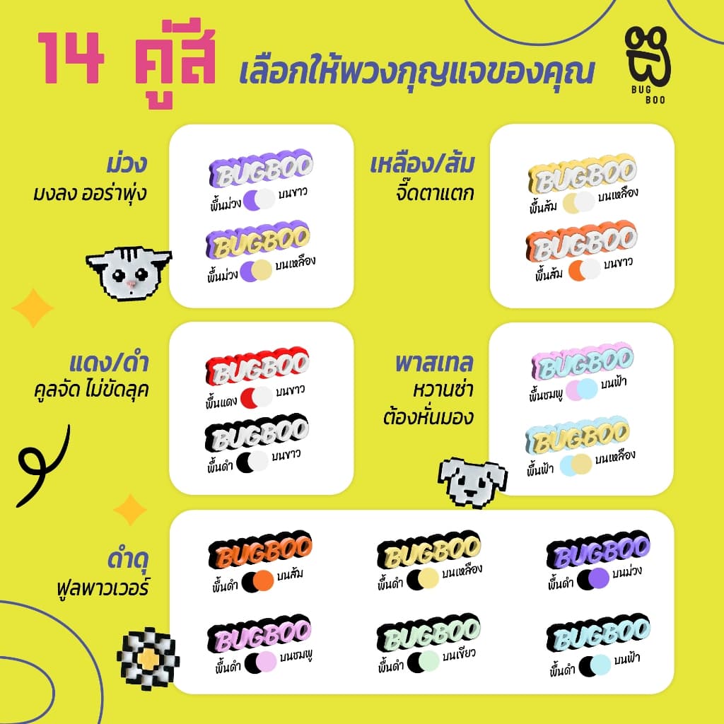 BooPIXZ พวงกุญแจ ป้ายชื่อ Pixel ภาษาอังกฤษ แบบโซ่ห้อย 2 สี เลือกฟรีการ์ตูน 1 ตัว รูปที่ 4