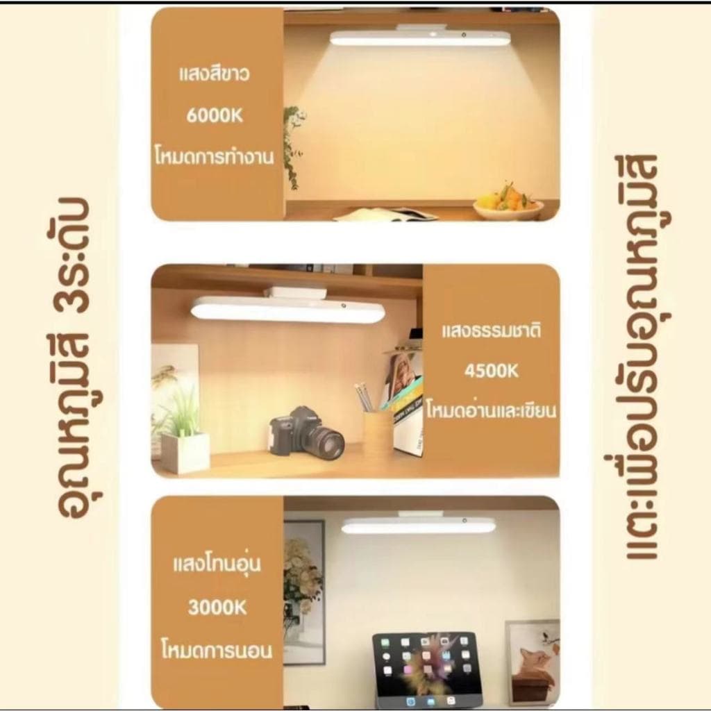โคมไฟLED ไฟกลางคืน สำหรับตู้เสื้อผ้า ยึดด้วยแม่ เหล็ก ไม่ต้องเจาะ โต๊ะทํางาน USB การปรับ รีโมทคอนโทรล ระบบสัมผัส รูปที่ 7