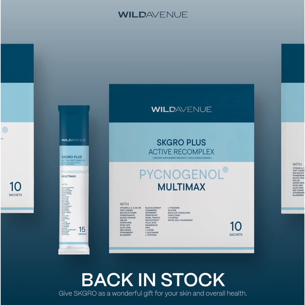 ส่งด่วน!! WILD AVENUE SKGRO PLUS RECOMPLEX อาหารเสริมสำหรับผิว กล่องละ 10 ซอง รูปที่ 3