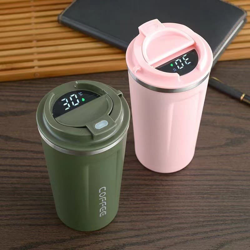 แก้วกาแฟร้อน 380/510ML แก้วกาแฟ แก้วเก็บความร้อน กระติกน้ำ พร้อมฝา สแตนเลส พกพาสะดวก T01248 รูปที่ 3
