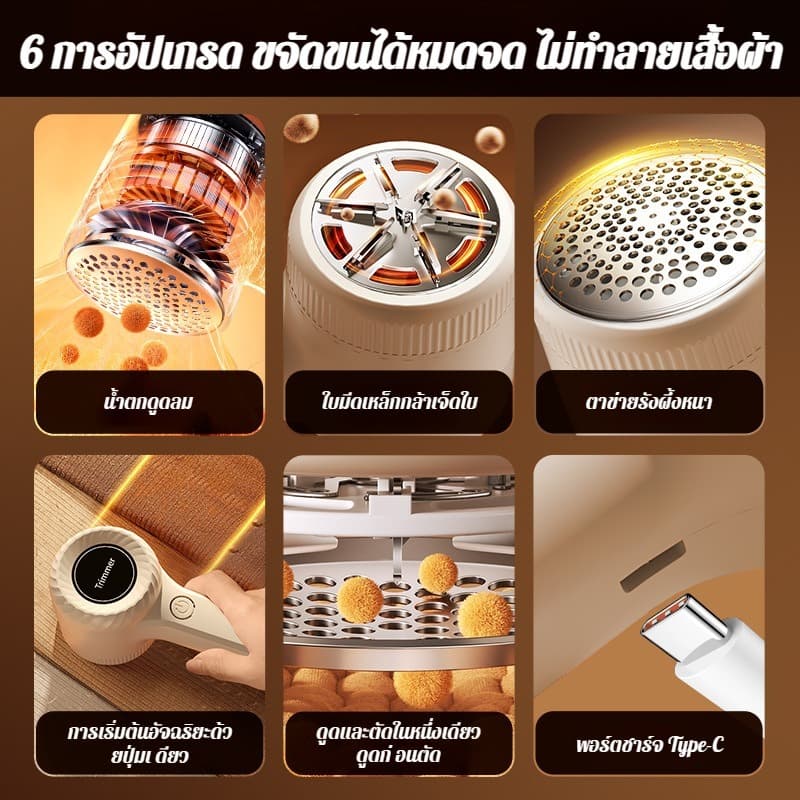 KENTO LITE Electric Lint Remover เครื่องตัดขุยผ้า ที่ขจัดขุยผ้า เครื่องกำจัดขนบนผ้า 1200mAh แบบชาร์จ Type-C รูปที่ 4