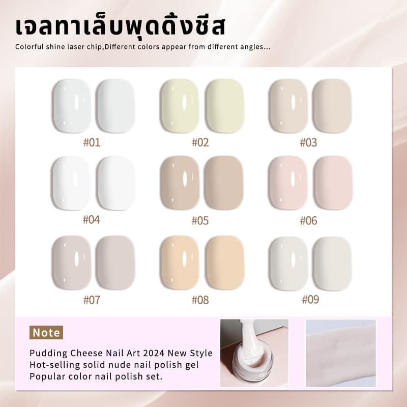 Nawoelite สีทาเล็บเจล เจล สีขาว เซตสีเจลเล็บชีสโทนขาว 9 สีพรีเมียม 15มล. ต้องใช้ไฟอบ UV/LED ทนทานสูง หลากสไตล์ รูปที่ 2