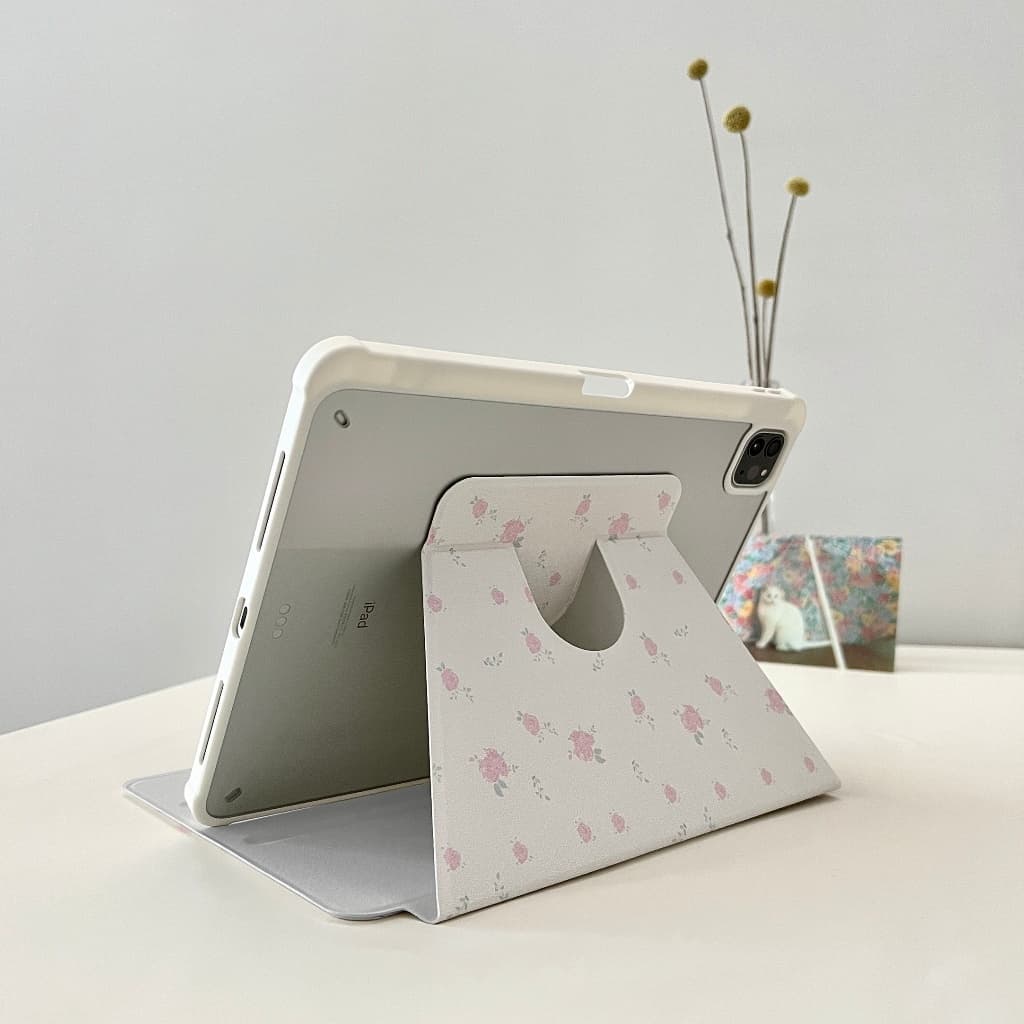 24 ชั่วโมงเคส เคสiPadหมุน 360°Air7 Gen11 Pink Floral ช่องใส่ปากกาขวา Acrylic เคส ipad Pro11 MINI7 รูปที่ 9