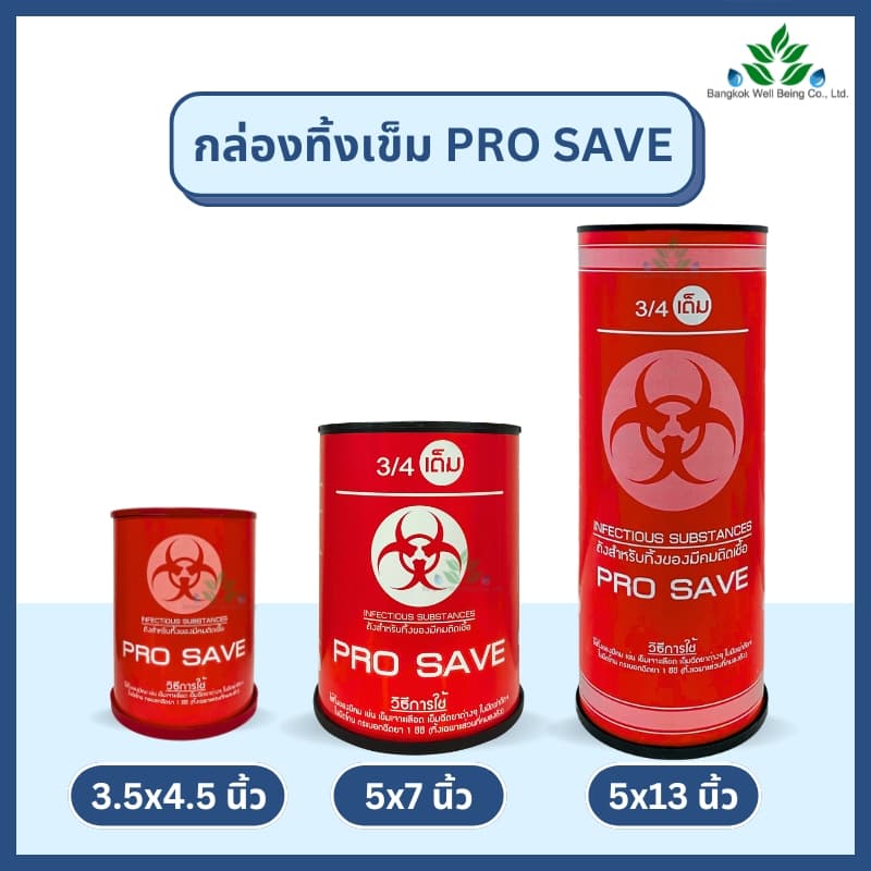 กล่องทิ้งเข็ม PRO SAVE สำหรับทิ้งเข็ม ใบมีดผ่าตัด มีดโกน ขนาด 0.5, 2.25, 4.25 ลิตร ถังทิ้งเข็ม ทิ้งขยะติดเชื้อ สีแดง รูปที่ 1