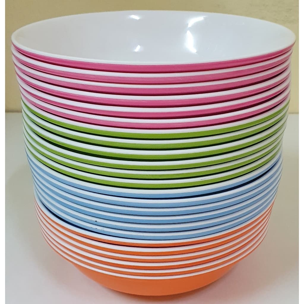 ฺB307-8 ชามปากกว้างสีล้วนรุ่นหนาพิเศษ ขนาด 8นิ้ว แพ็ค 6ใบ ราคา รูปที่ 1