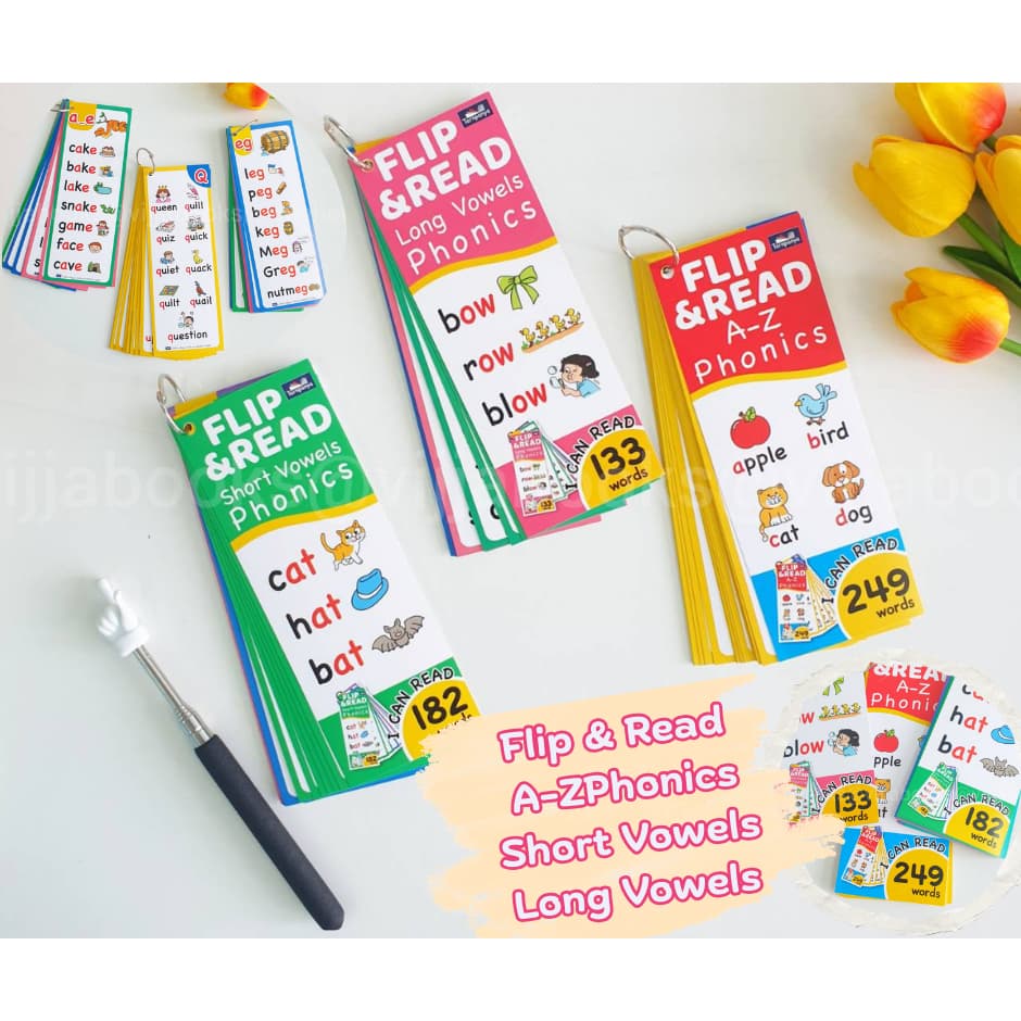 Flip & Read Phonics A-Z Short Vowels Long Vowels I Can Read สื่อการเรียนการสอน ระดับอนุบาล - ประถม เลือกแบบได้ รูปที่ 1