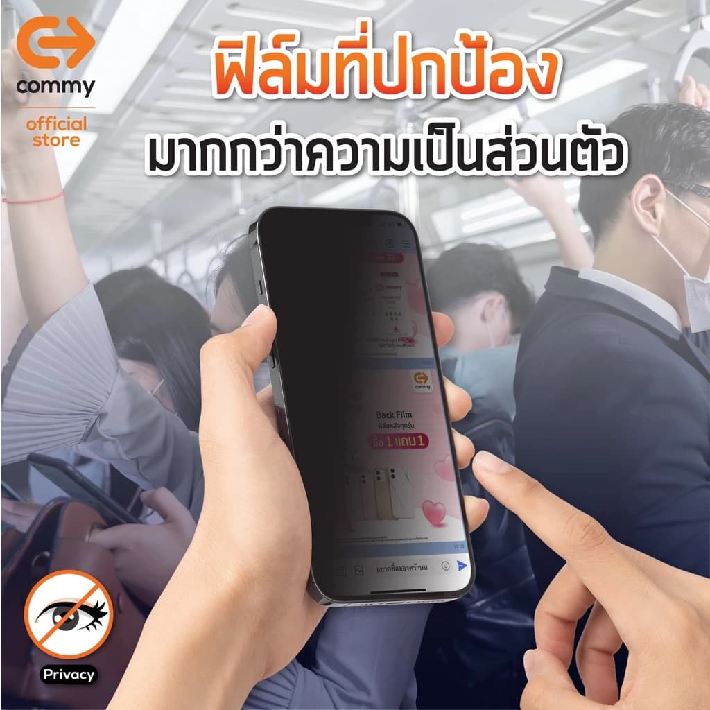 Commy ฟิล์มไฮโดรเจล ใส ด้าน กันมอง เต็มจอ ใสเคสได้ สำหรับ IP5/6/7/8/X/11/12/13/14/15/16/17/Pro Max รูปที่ 7
