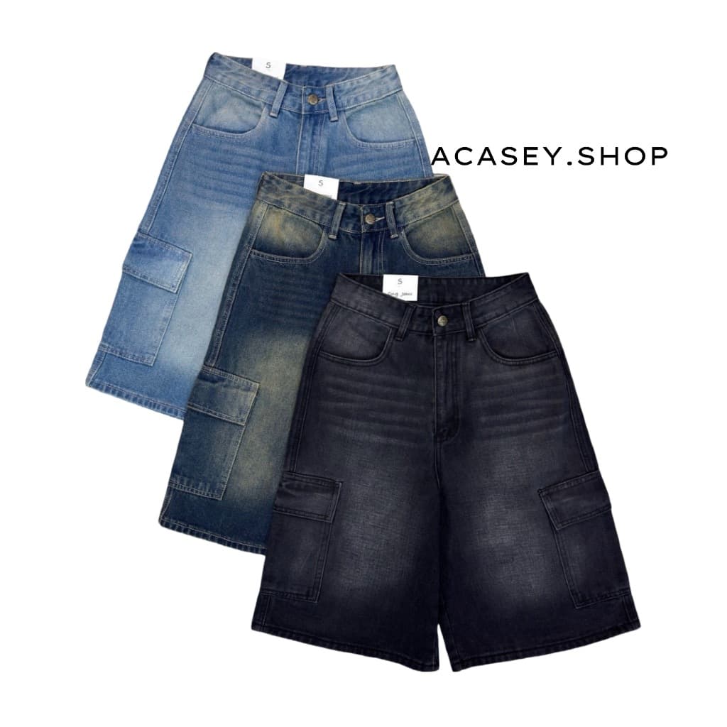 Acasey กางเกงยีนส์ผู้หญิง ขาสั้น 5ส่วนคาร์โก้ CN ทรงสวย ผ้าดีมาก ไซส์ S - 42 รูปที่ 2