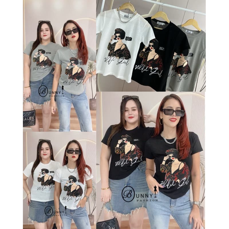 A180 BunnyFashion เสื้อสลาฟสกรีนลาย มี 3 ขนาดไซส์ เนื้อผ้าบาง รูปที่ 1