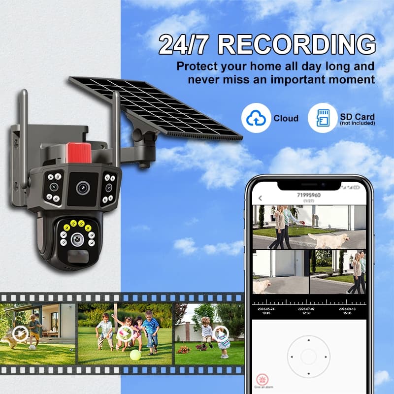 4G-WIFI Camera 12MP 6K 18LED Solar Cell กล้องวงจรปิดใส่ซิม-ไวไฟ โซลาร์เซลล์ 12ล้านพิกเซล กล้อง2เลนส์3จอ รูปที่ 6