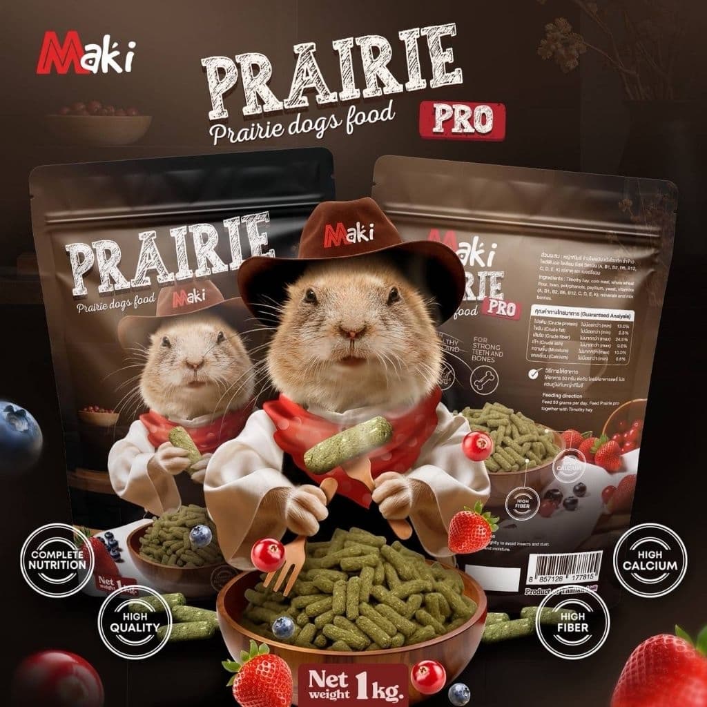 Maki Prairie Pro 1kg. อาหารเม็ดสำเร็จรูป อาหารเเพรี่ด็อกและสัตว์ฟันเเทะ รูปที่ 1