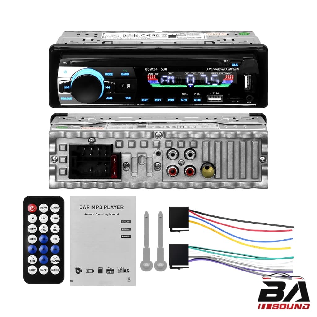BA SOUND วิทยุติดรถยนต์ 1DIN BA-530LED มีระบบหาตำแหน่งรถ / รีโมทควบคุมระยะไกล รองรับ FM/บลูทูธ/USB/SD CARD/AUX รูปที่ 9