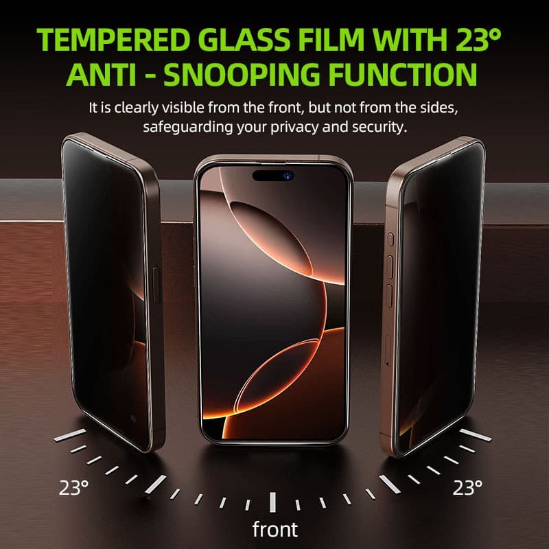 For iPhone 17 Pro Max Privacy Screen Protector, Anti-spy Tempered-Glass with Flawless Fit Tray Air 16 15Plus 14+ 13Pro รูปที่ 2