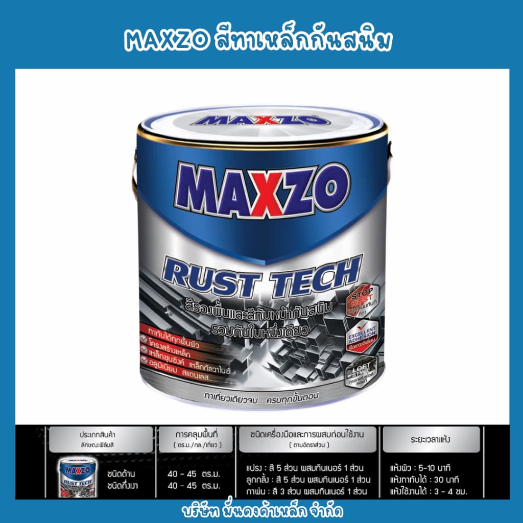 สีทาเหล็ก MAXZO กันสนิม 1 แกลลอน 3.785 ลิตร เฉดด้าน กระป๋องใหญ่ 1 ออเดอร์สั่งได้สูงสุด 4 แกลลอน รูปที่ 1