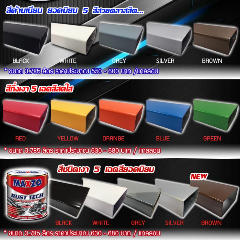 สีทาเหล็ก MAXZO กันสนิม 1 แกลลอน 3.785 ลิตร เฉดด้าน กระป๋องใหญ่ 1 ออเดอร์สั่งได้สูงสุด 4 แกลลอน รูปที่ 3