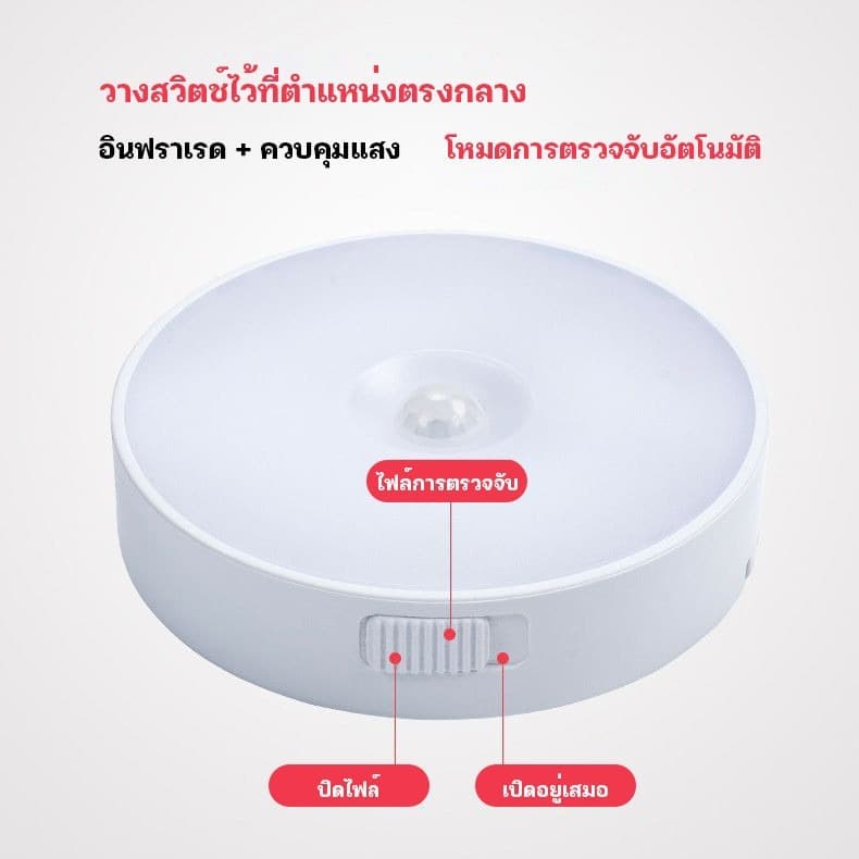 โคมไฟหัวเตียงLED หรี่ไฟได้ โคมไฟ ชาร์จได้ ไม่ต้องใช้ถ่าน แบตอึด ยึดผนังด้วยแม่เหล็ก 3 สีปรับได้ รูปที่ 9