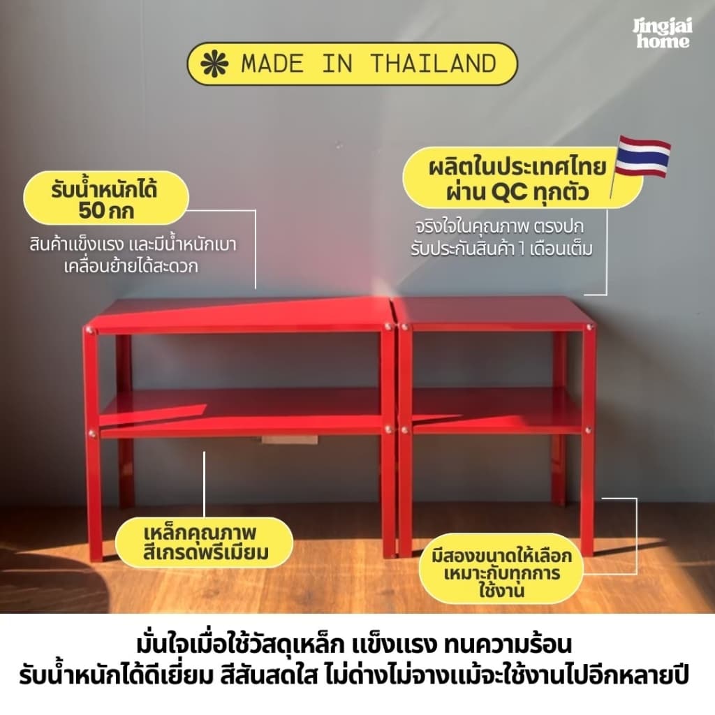 จริงใจโฮม เฟอร์นิเจอร์ ชั้นวางของเหล็ก 2ชั้น GIGI สีแดง รูปที่ 3