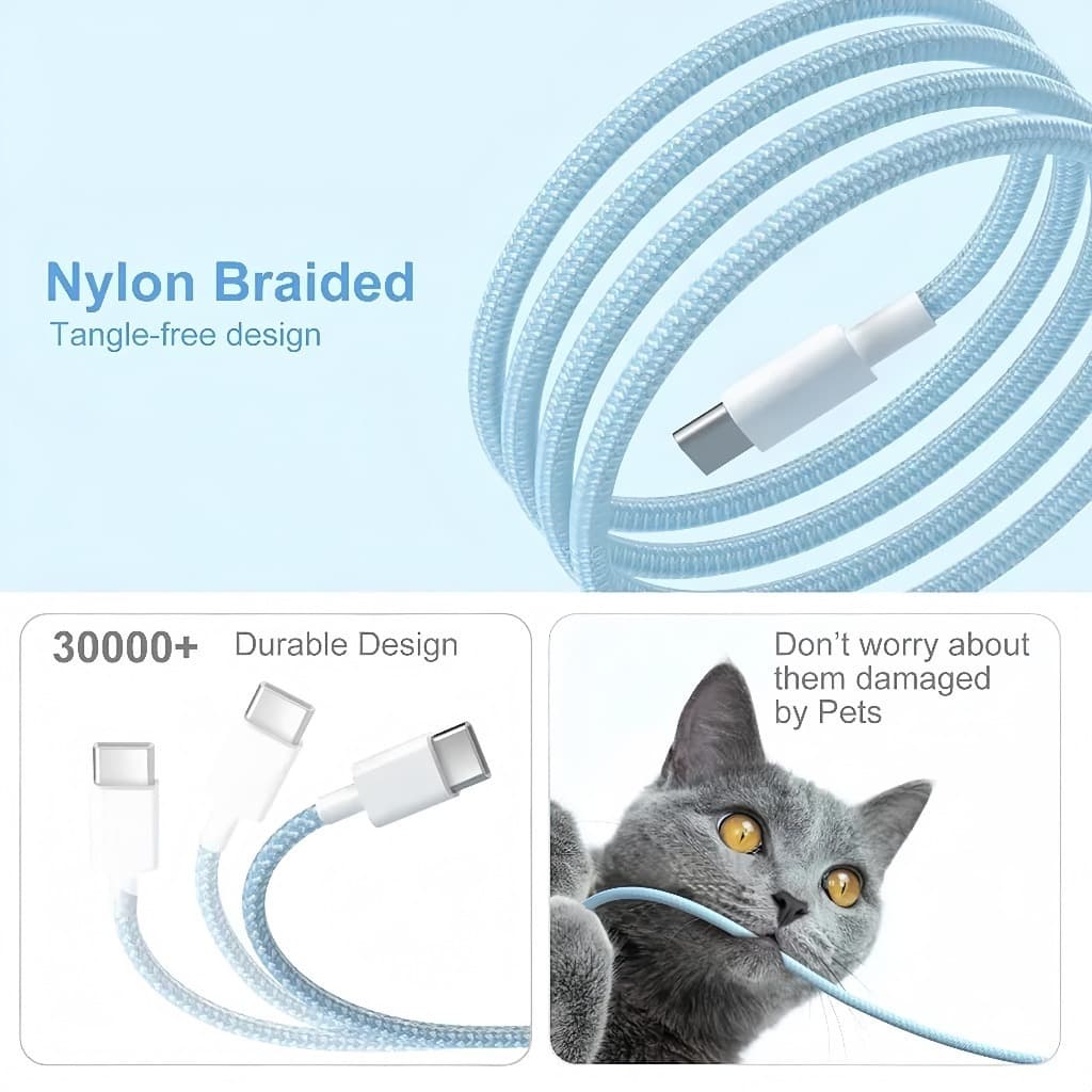 GenesVilla สายชาร์จ USB Type C To L สาย PD 20W 60W Fast Charge Data Cable คุณภาพสูง สําหรับ IP Pad รูปที่ 3