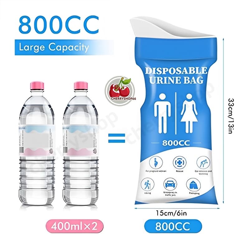 รุ่นใหม่! ถุงฉี่ฉุกเฉิน ถุงฉี่พกพาผู้หญิง ถุงฉี่ 800ml ฉุกเฉิน แบบพกพา เหมาะสำหรับผู้ใหญ่และเด็กเล็ก ซิปล็อคกลิ่นไม่รั่ว รูปที่ 7